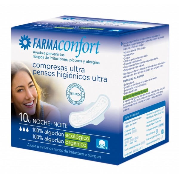 FARMACONFORT COMPRESAS NOCHE CON ALAS 10 UNIDADES