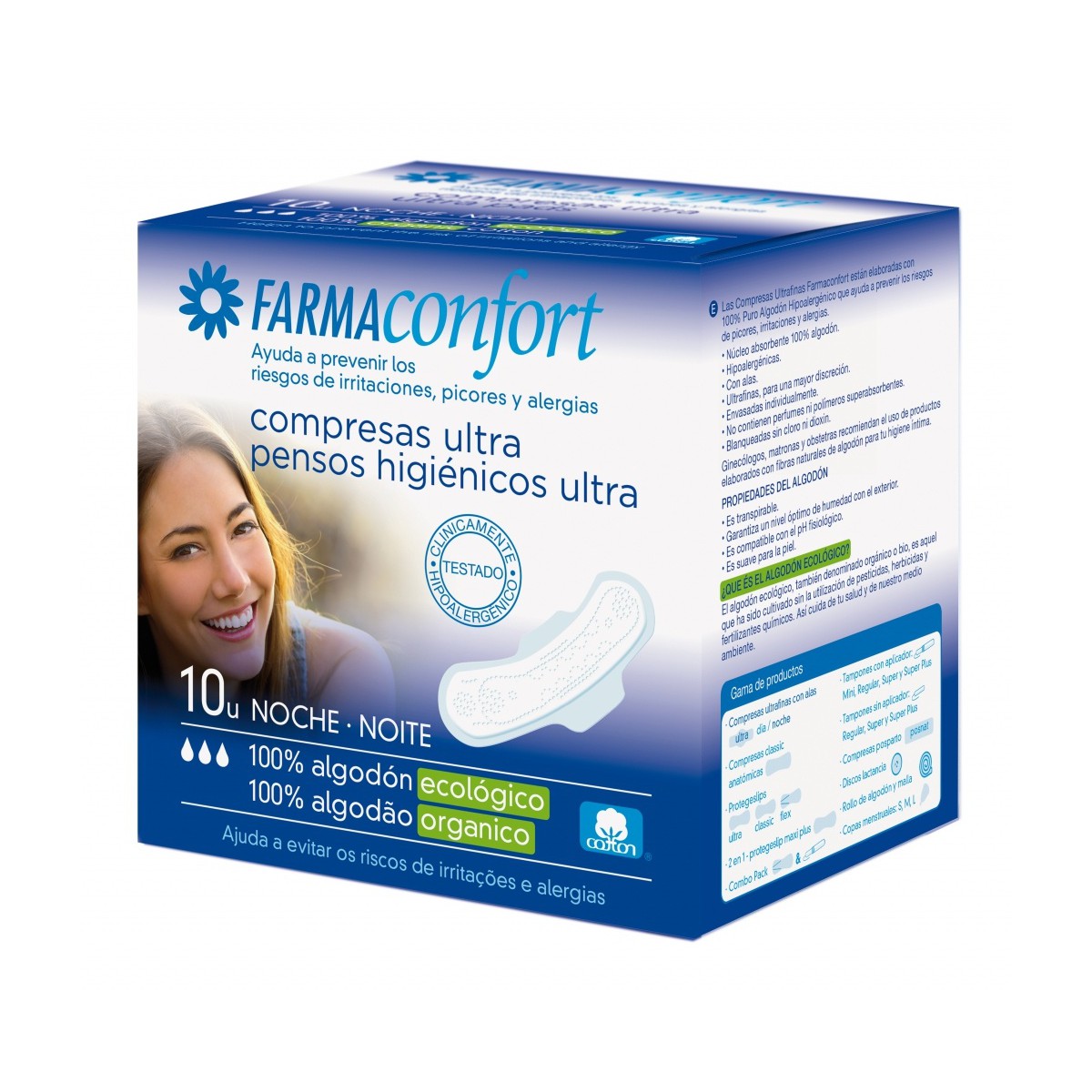 FARMACONFORT COMPRESAS NOCHE CON ALAS 10 UNIDADES