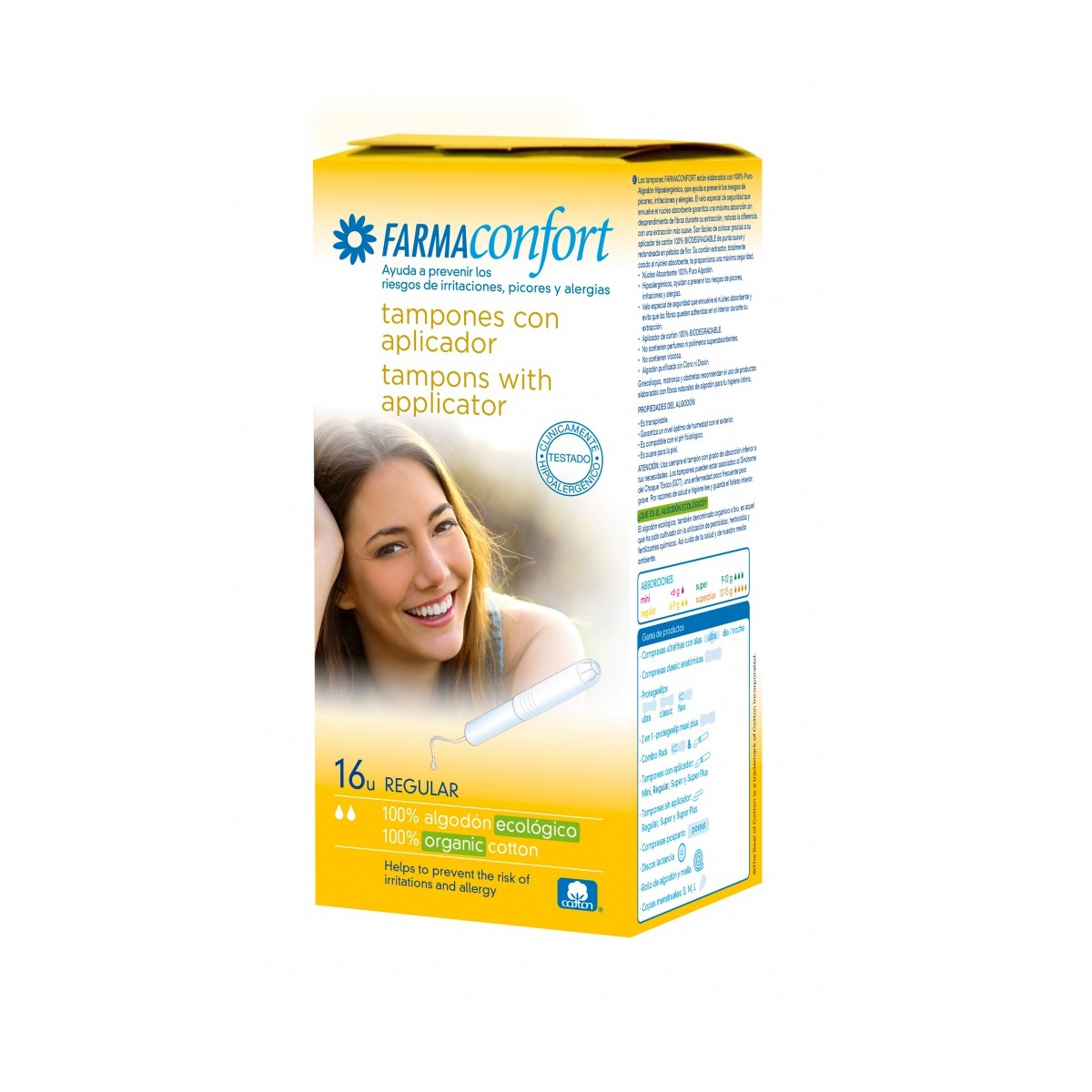 FARMACONFORT TAMPONES ALGODON REGULAR 16 UNIDADES