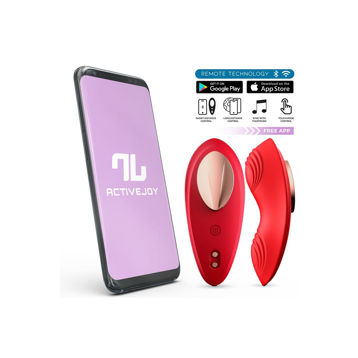 Vibrador de Braguita con APP Silicona Rojo