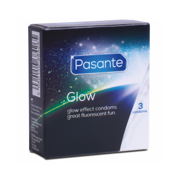 PASANTE PRESERVATIVO FLUORESCENTE BRILLO EN LA OSCURIDAD 3 UNIDADES