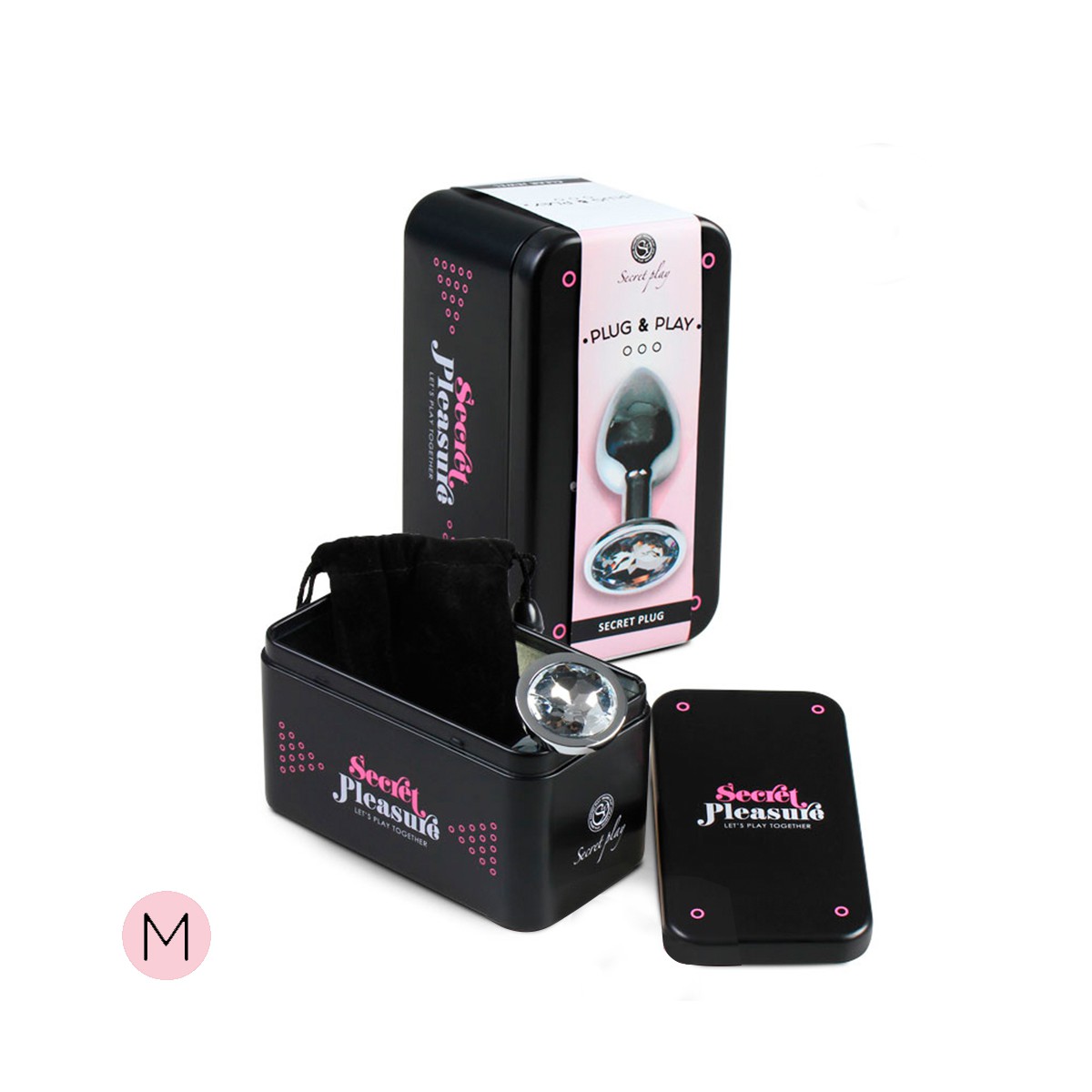 Plug Anal de Metal Corazón Transparente Talla M