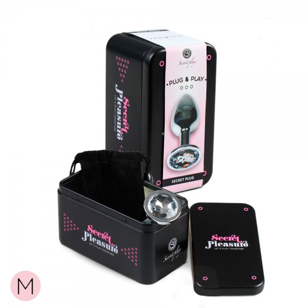 Plug Anal de Metal Corazón Transparente Talla M