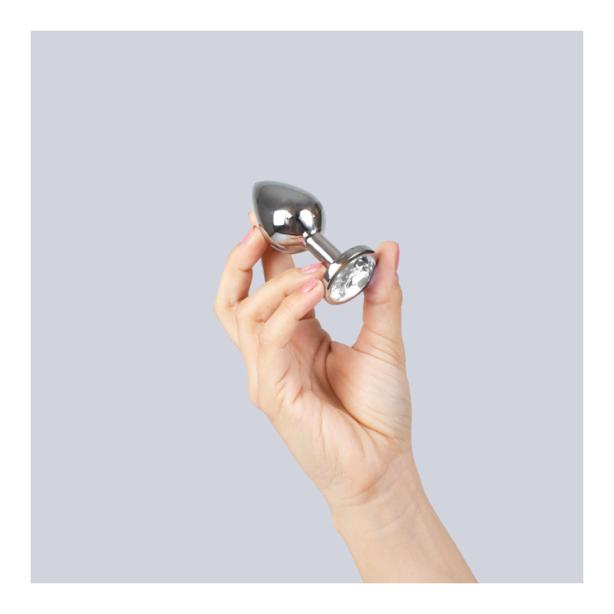 Plug Anal de Metal Corazón Transparente Talla M