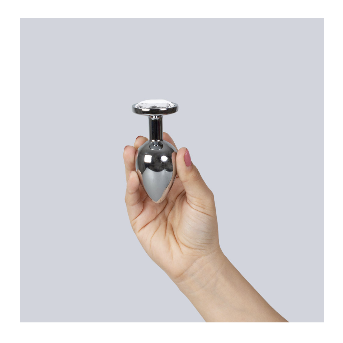 Plug Anal de Metal Corazón Transparente Talla L