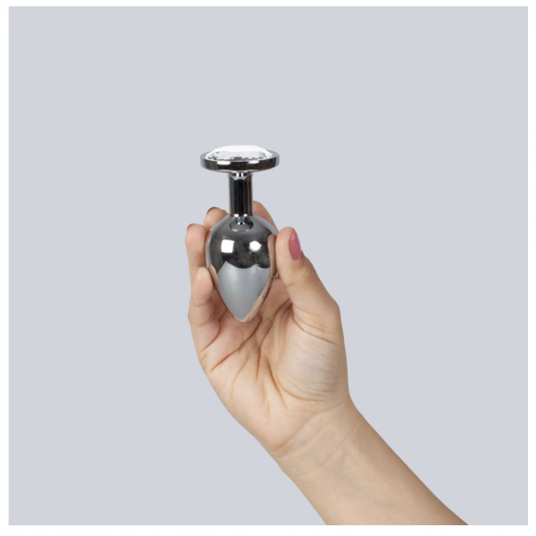 Plug Anal de Metal Corazón Transparente Talla L