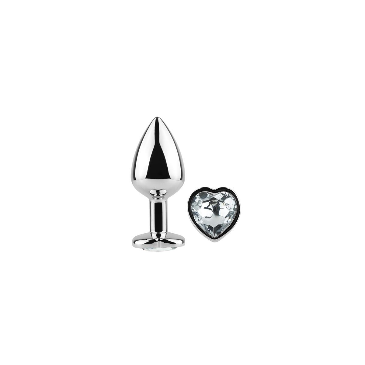 Plug Anal de Metal Corazón Transparente Talla S