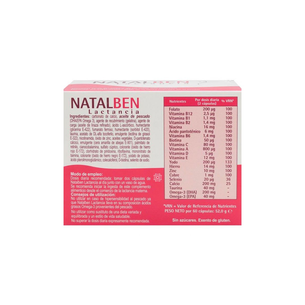 Natalben lactancia 60 cápsulas