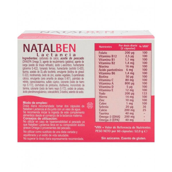 Natalben lactancia 60 cápsulas