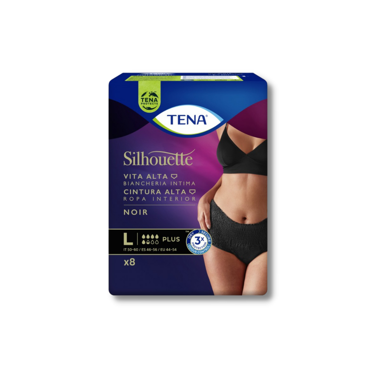 TENA MUJER SILHOUETTE NEGRA CINTURA ALTA TALLA...