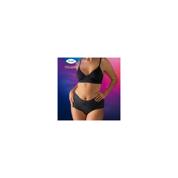 TENA MUJER SILHOUETTE NEGRO CINTURA ALTA TALLA M 9 UNIDADES